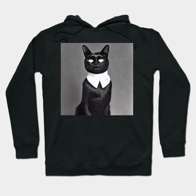 Dignified Black Cat Old Puritan Timey Photograph Hoodie by SubtleSplit